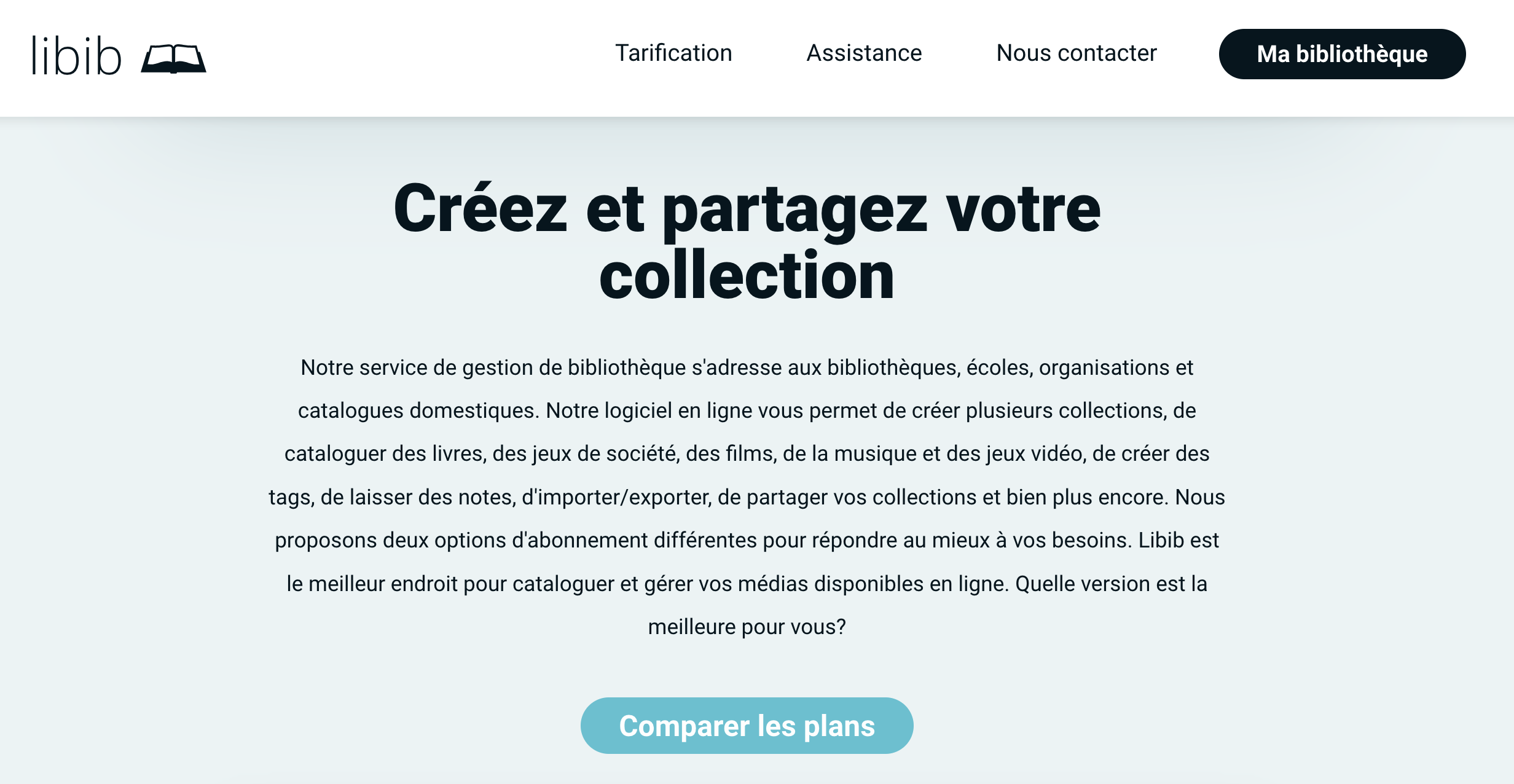 French Libib Website Screen